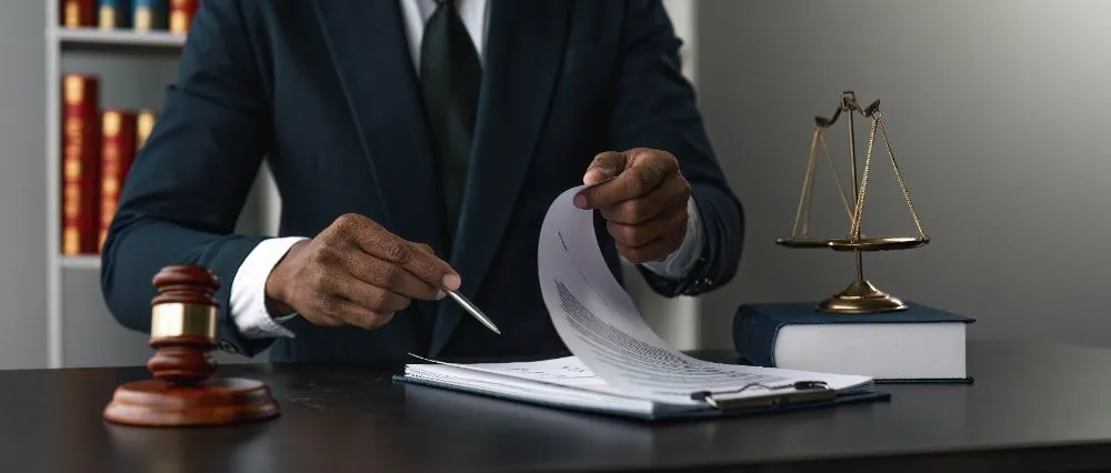 lawyer examining contracts